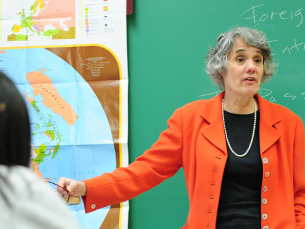 History teacher in classroom